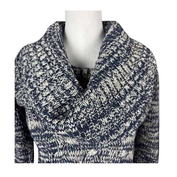 Guess‎ Women’s Sweater Marled Cowl Neck Chunky Cable Knit Small Navy/White New - Picture 4 of 9